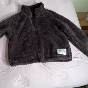 Black fuzzy cropped Calvin Klein sweatshirt